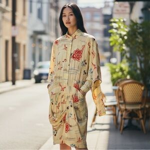 FLANNEL AUSTRALIA Cream Floral Mini Dress S